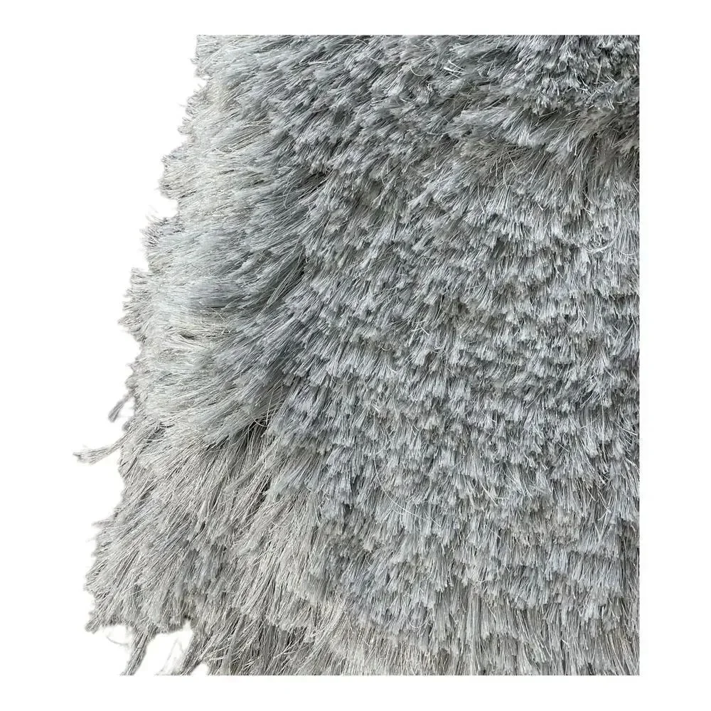 Set of Aphorism Gray Silver Metallic Shag Fringe Square Throw Pillow Covers 22